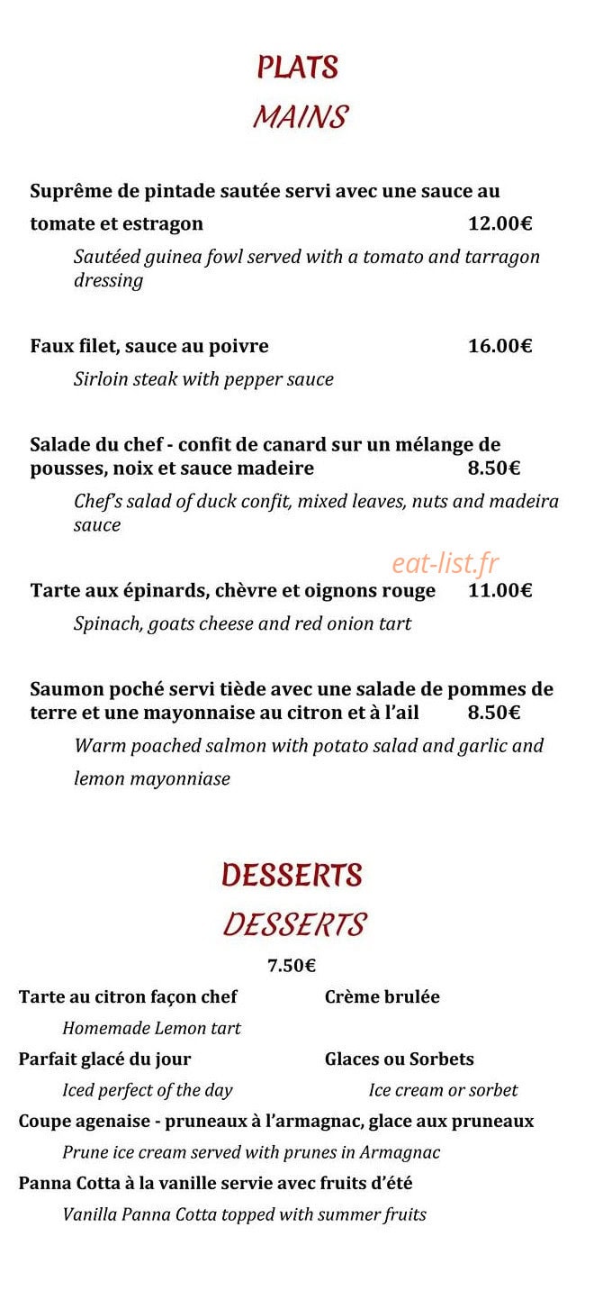 Cafe du Centre — carte page 3