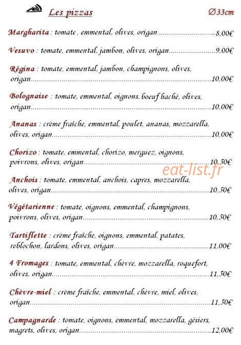 La Pizza Gourmande — carte page 1