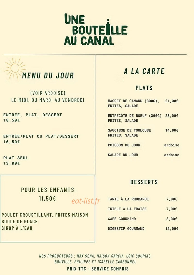 Une bouteille au canal — carte page 1
