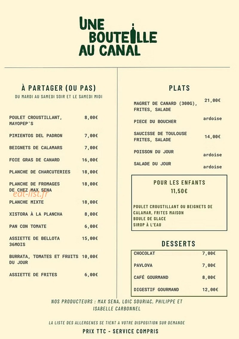 Une bouteille au canal — carte page 2