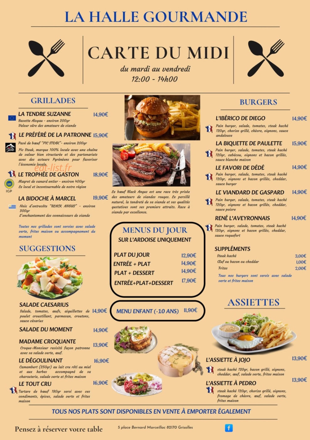 La Halle Gourmande — carte page 1