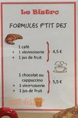 Le Bistro — carte page 2