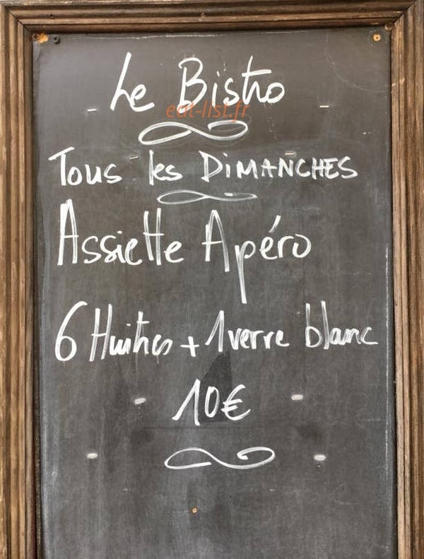 Le Bistro — carte page 1