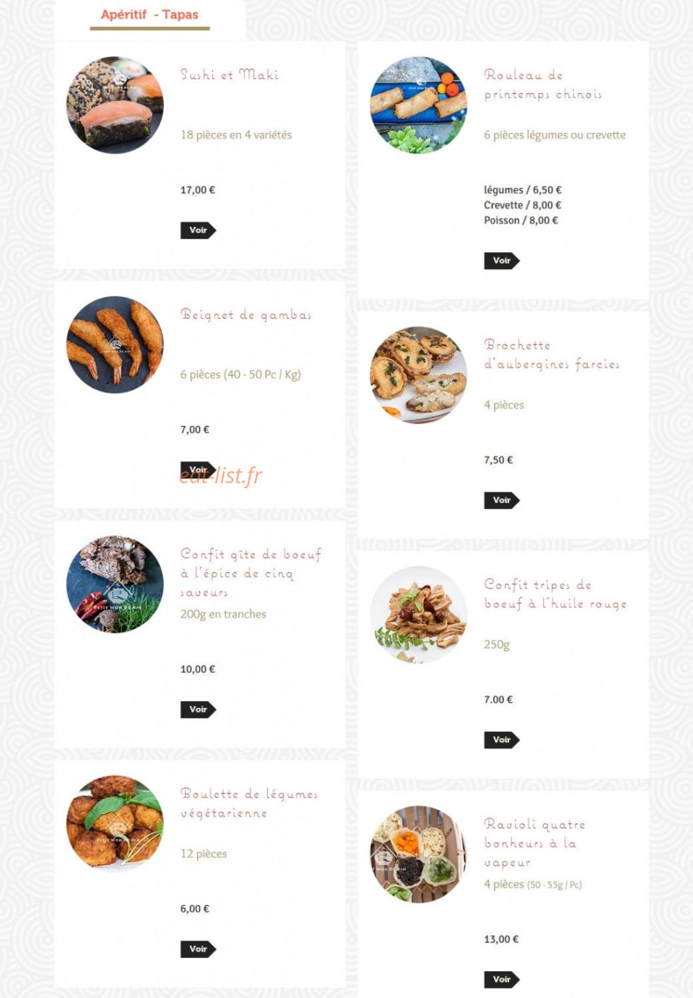 Petit Wok De Xin — carte page 1