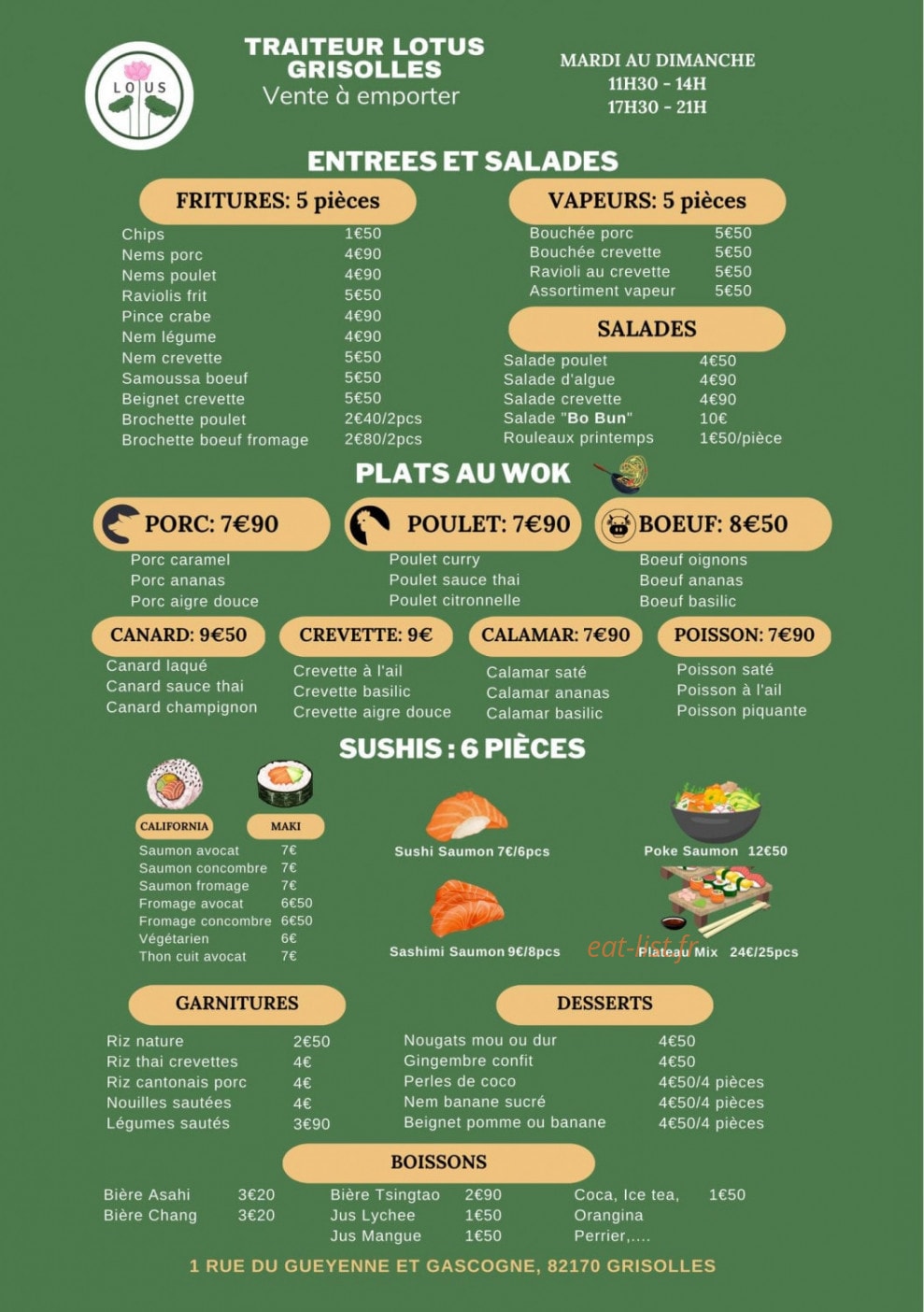Traiteur Lotus — carte page 1