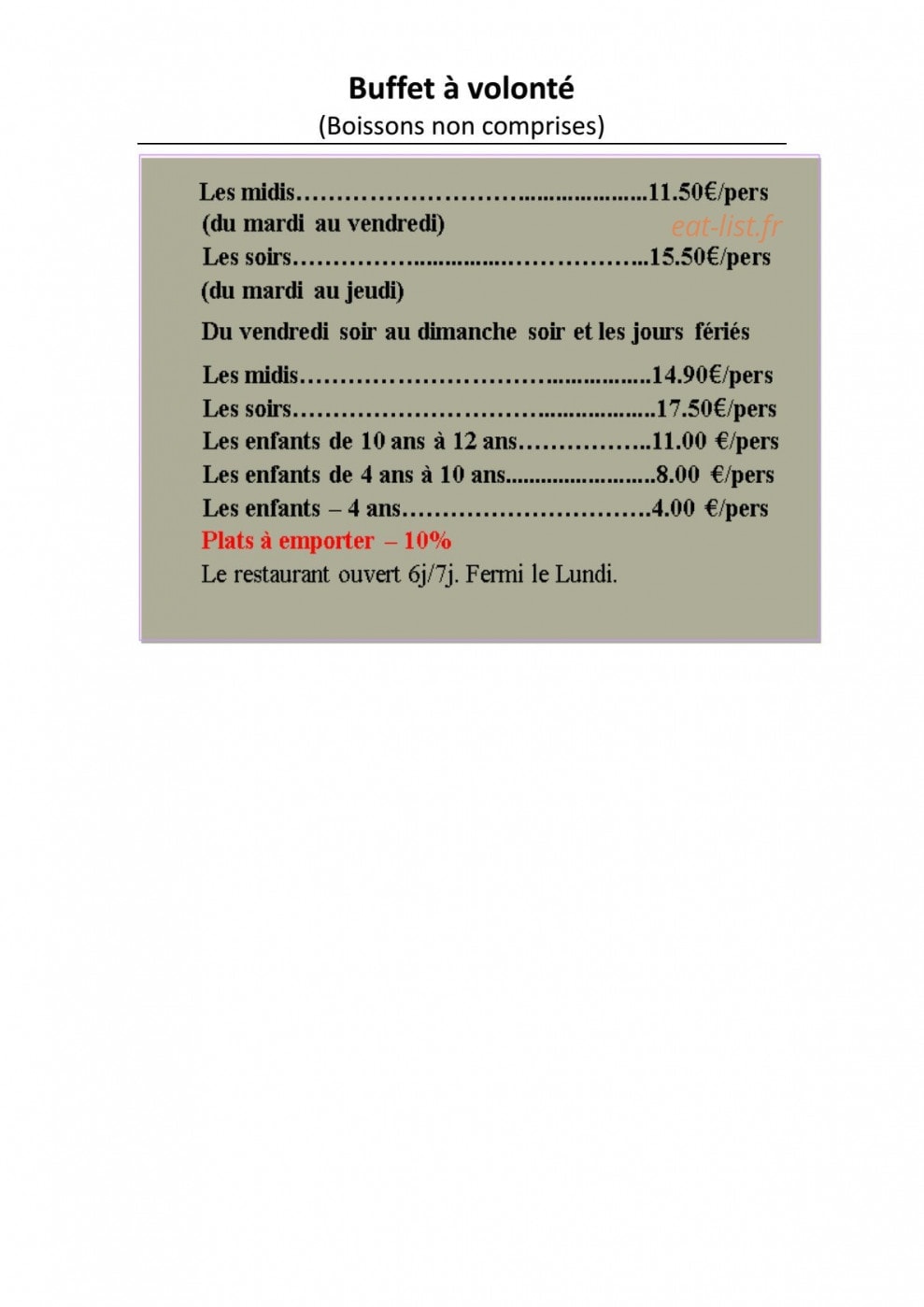 Délices d'Asie — carte page 1