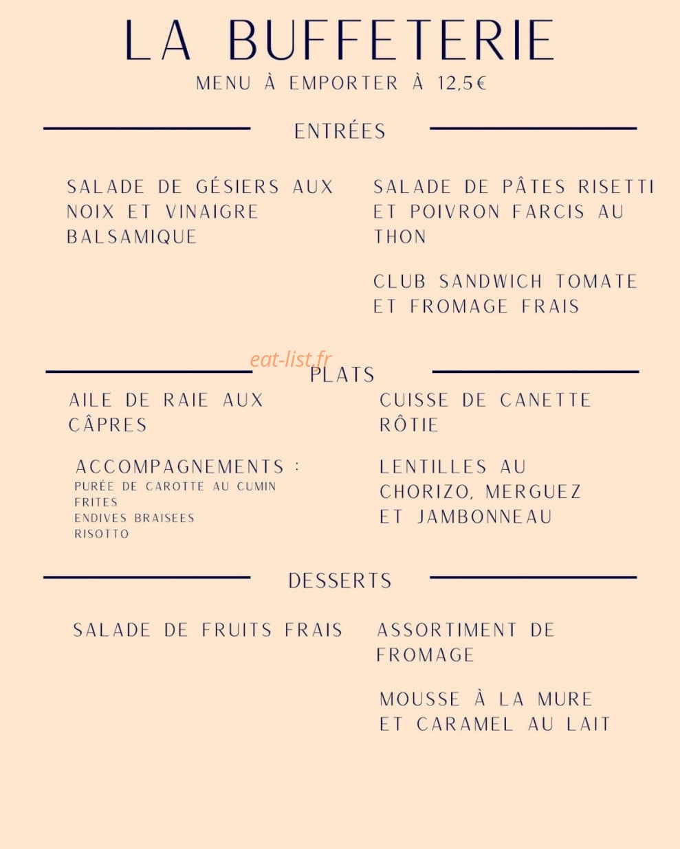 La buffeterie — carte page 1