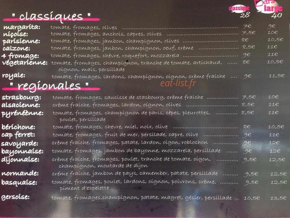 Mundo pizza — carte page 1