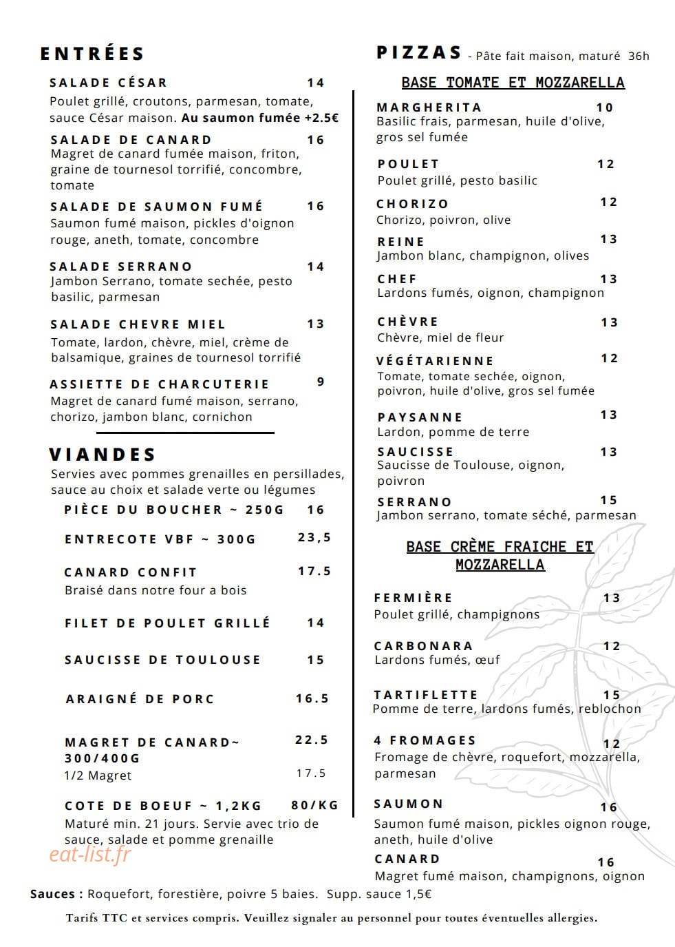 Feu & Flore — carte page 1
