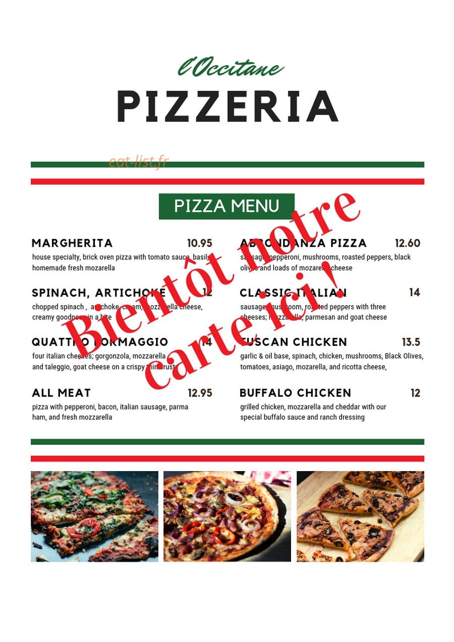 Pizzeria L'occitane — carte page 1