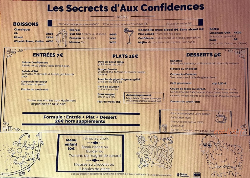 Les Secrets d'Aux Confidences — carte page 1