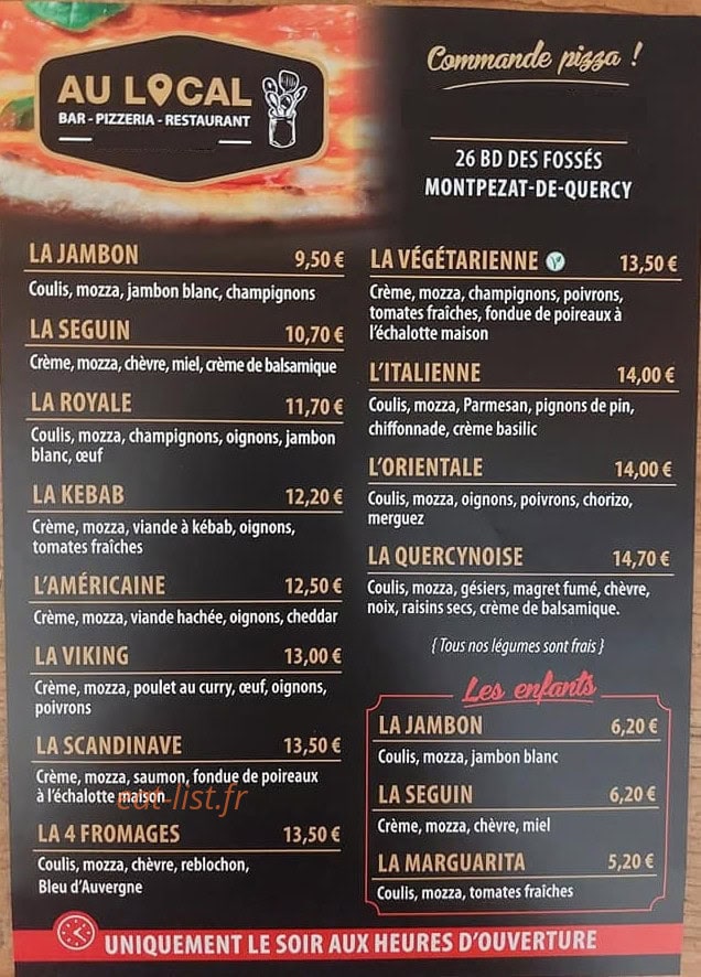 Au Local — carte page 1