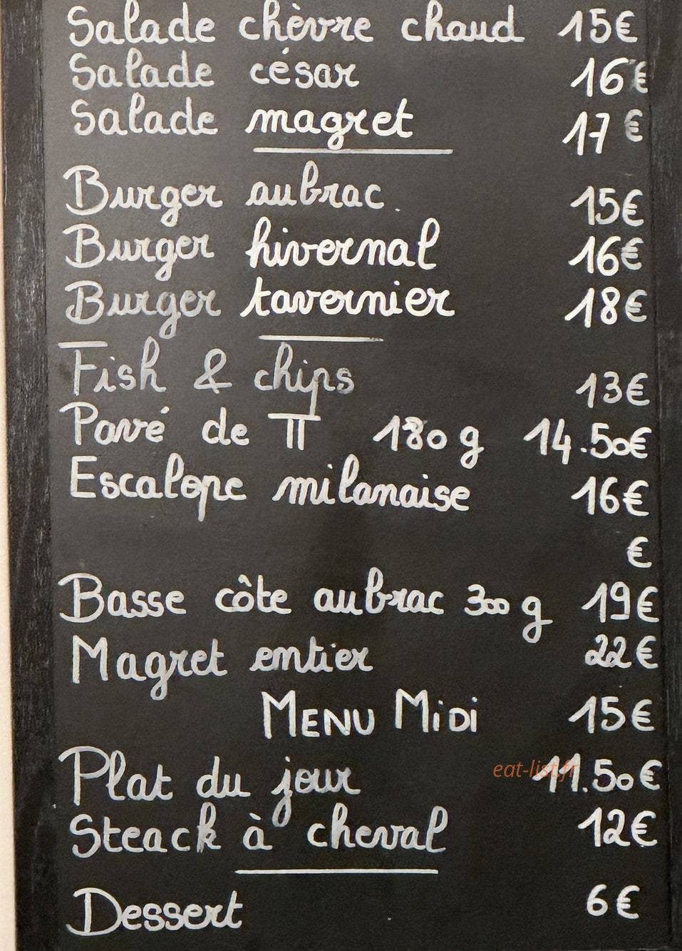 La Taverne — carte page 1