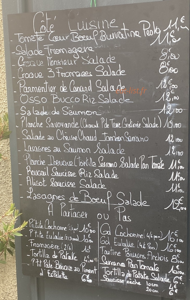 Le P'tit Bistro — carte page 1