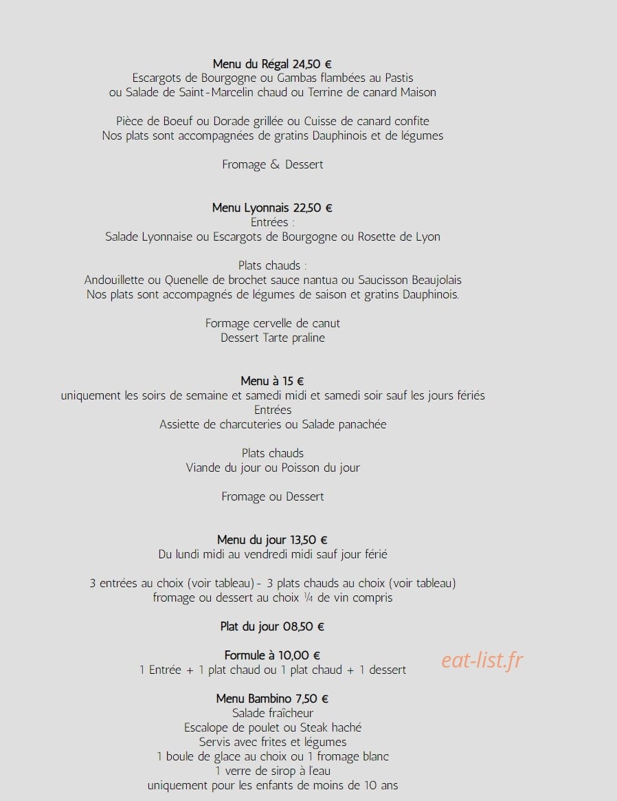 Le Régal soupe — carte page 1