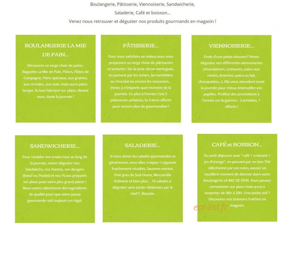 La Mie de Pain — carte page 1