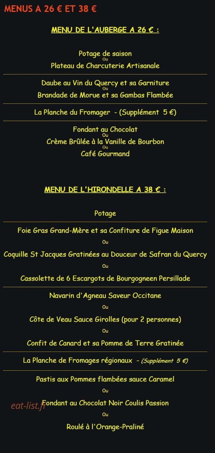 L' Auberge Des Hirondelles — carte page 6