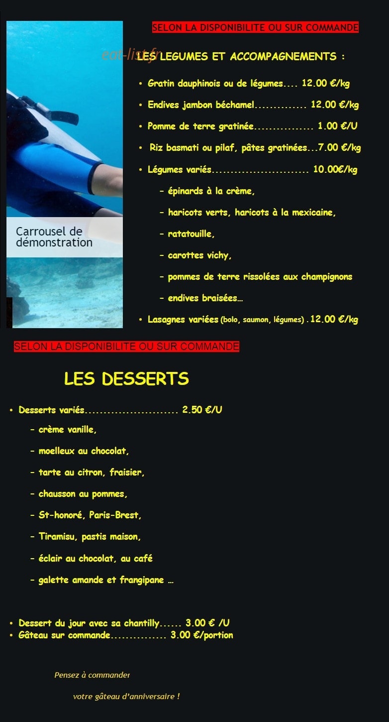 L' Auberge Des Hirondelles — carte page 2