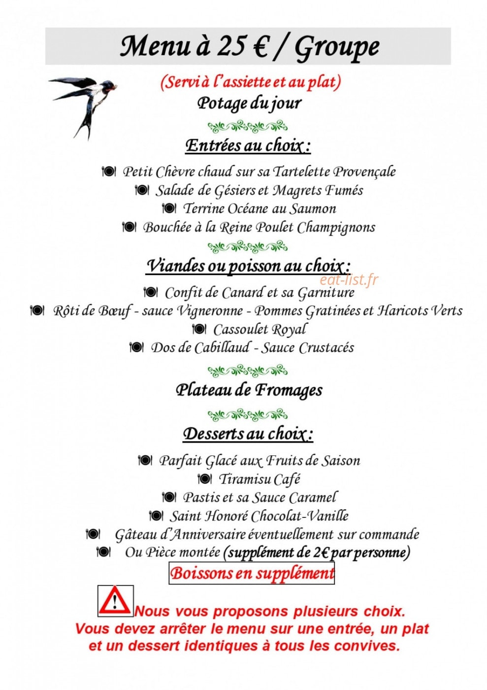L' Auberge Des Hirondelles — carte page 8