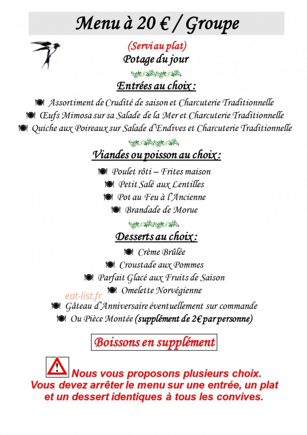 L' Auberge Des Hirondelles — carte page 7