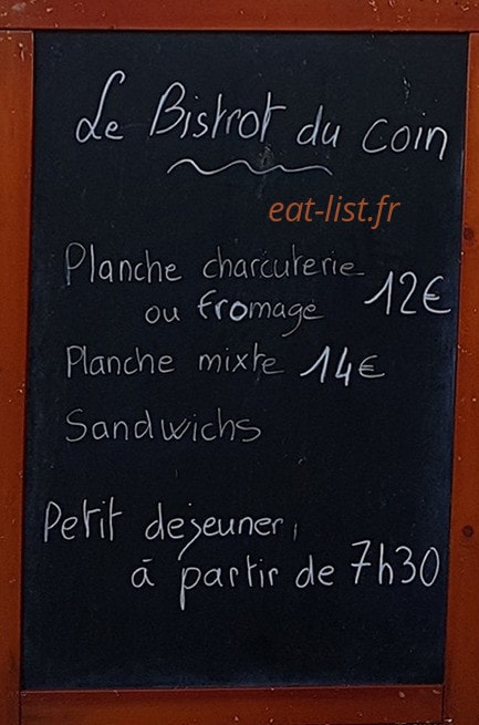 Le Bistrot Du Coin — carte page 1