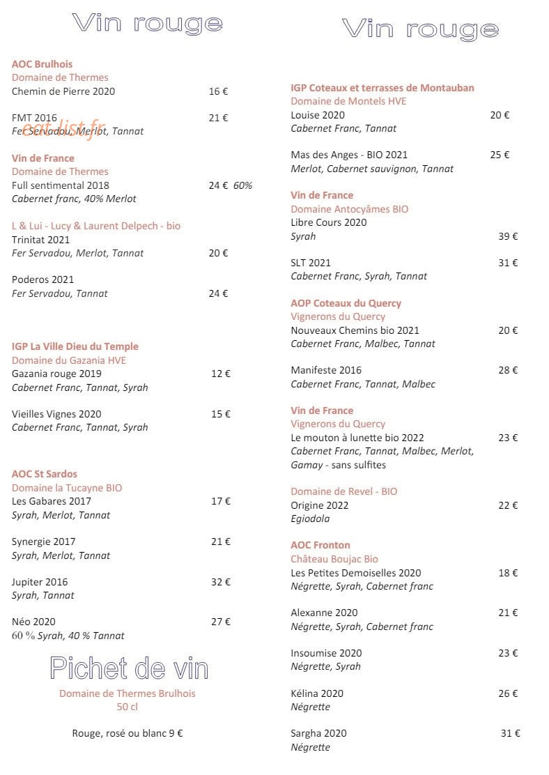 Iris Café — carte page 6