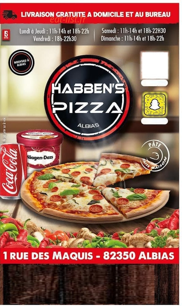 Habben's Pizza — carte page 1