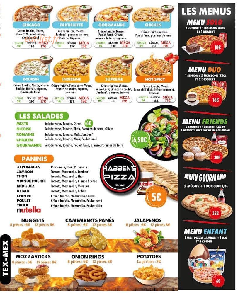 Habben's Pizza — carte page 3