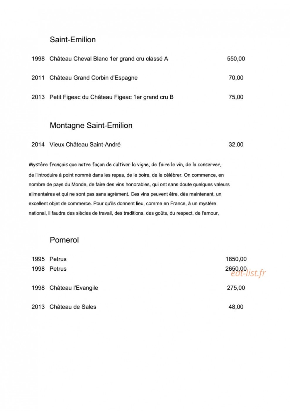 La Table de Michèle — carte page 4