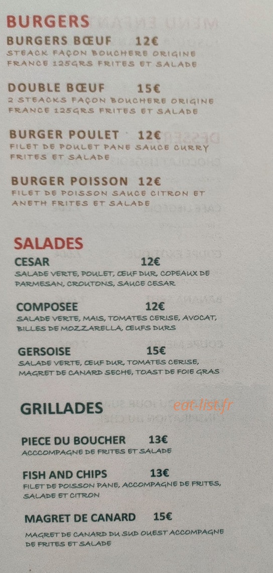 Le Bistrot M — carte page 2