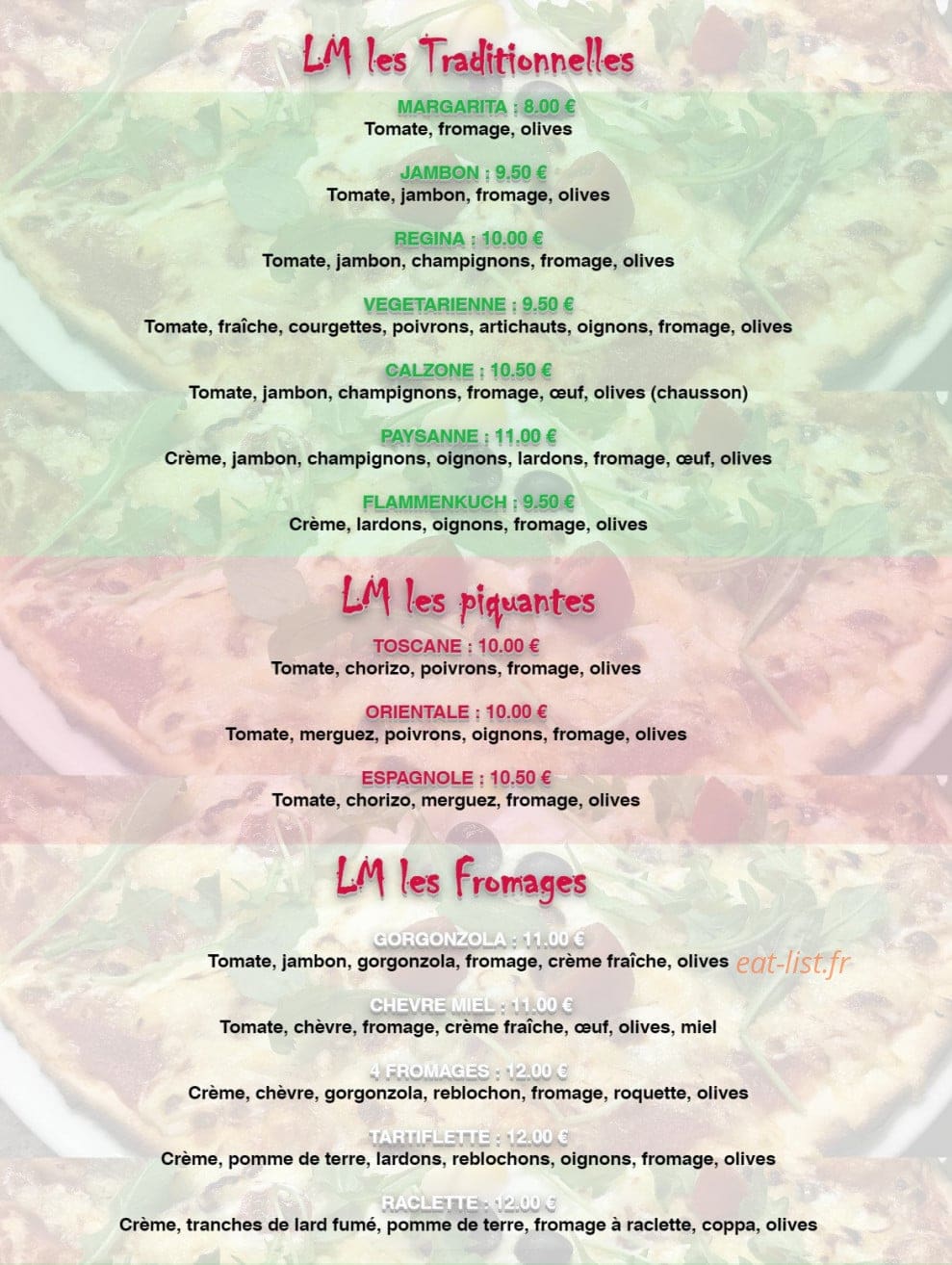 LM mes Pizzas — carte page 1