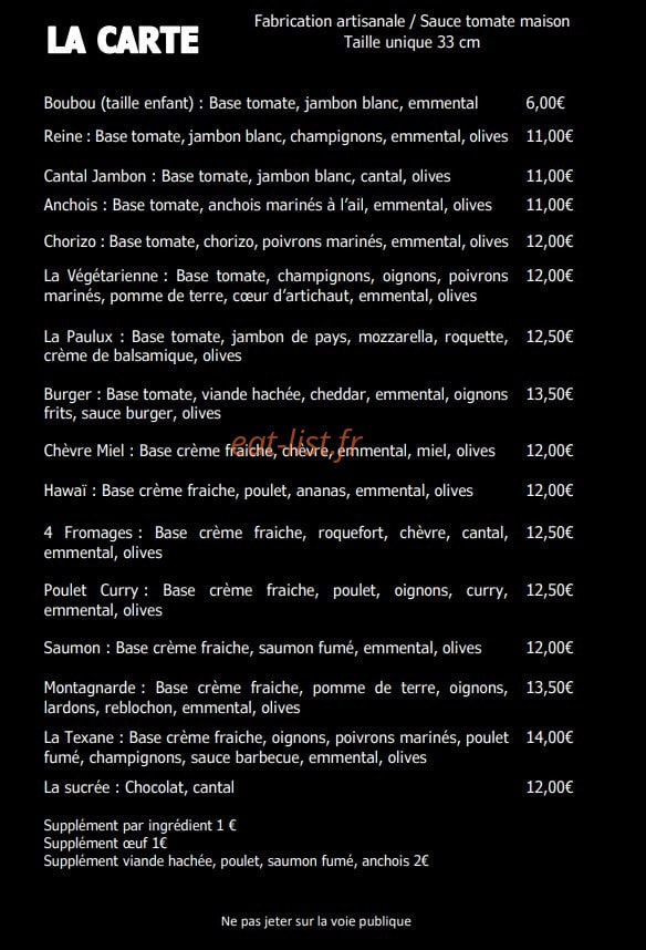 Chez Paulin — carte page 2