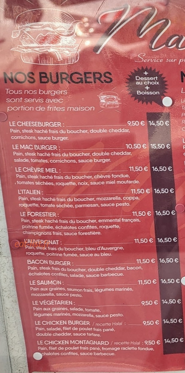 Mac and Pasta — carte page 1