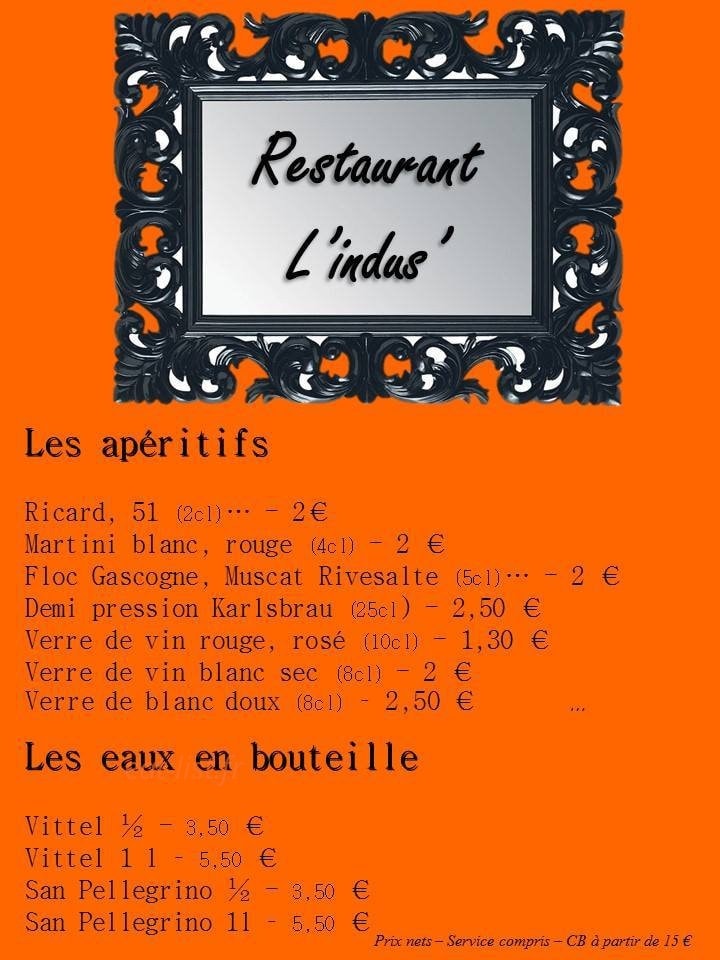 Indus' Café — carte page 1