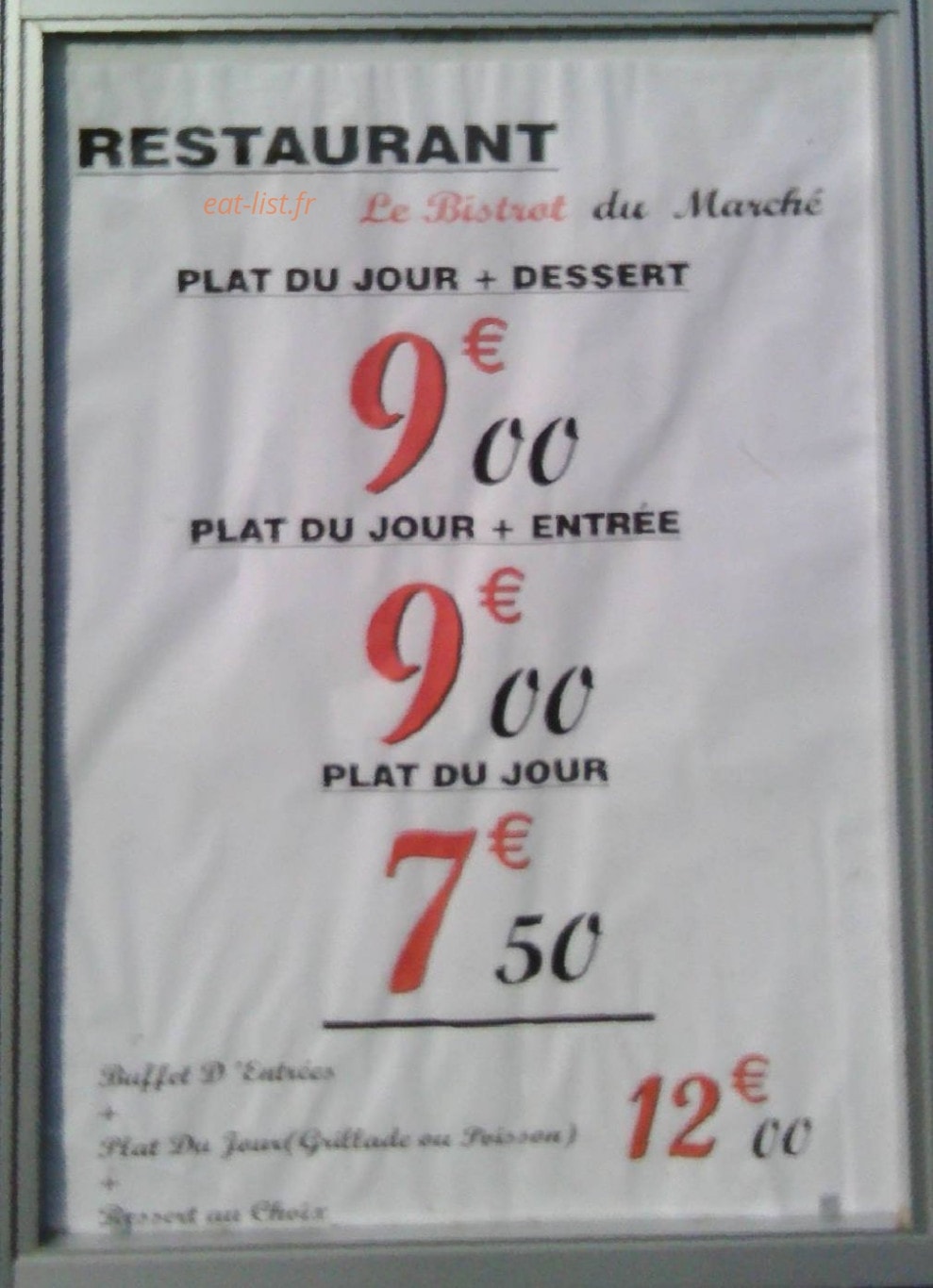 Le Bistrot Du Marché — carte page 1