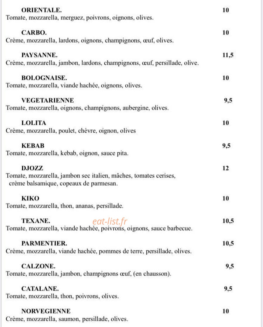Sam pizza — carte page 2