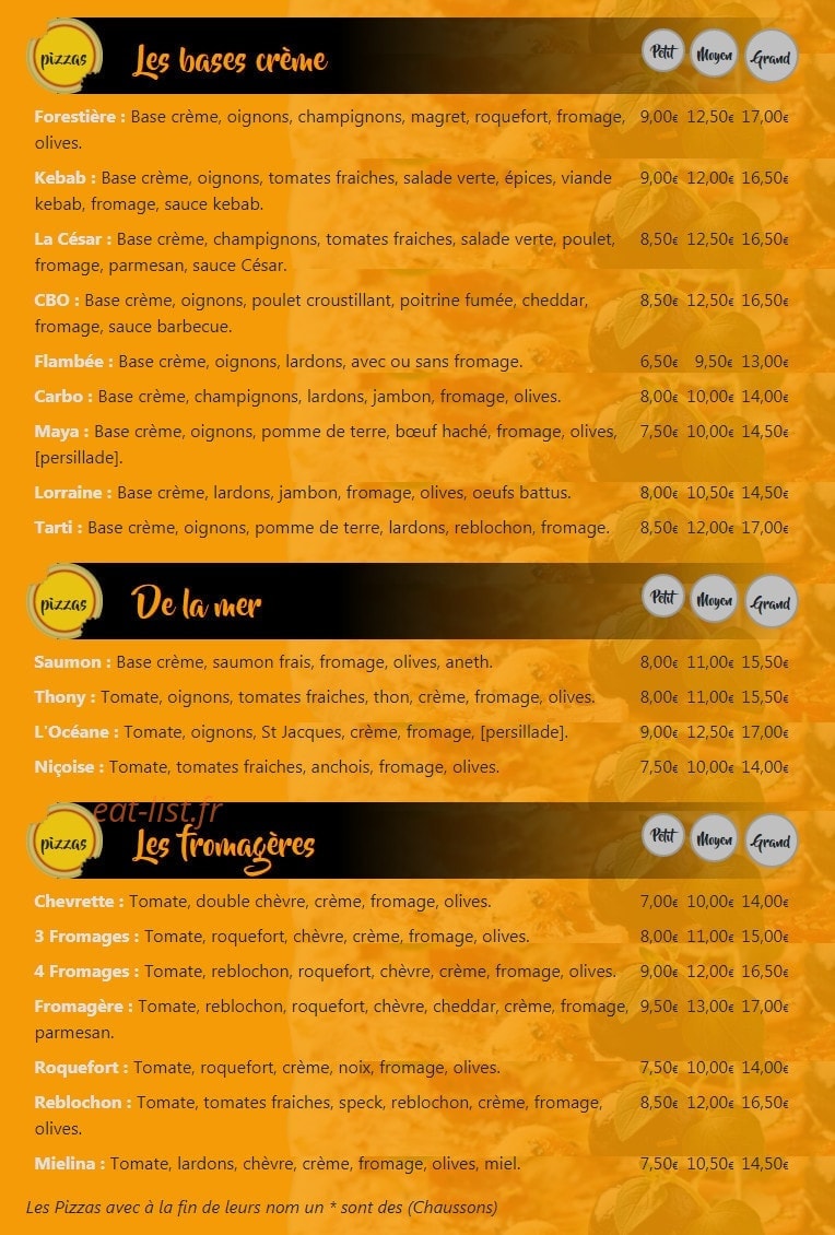 La J’pizz — carte page 2