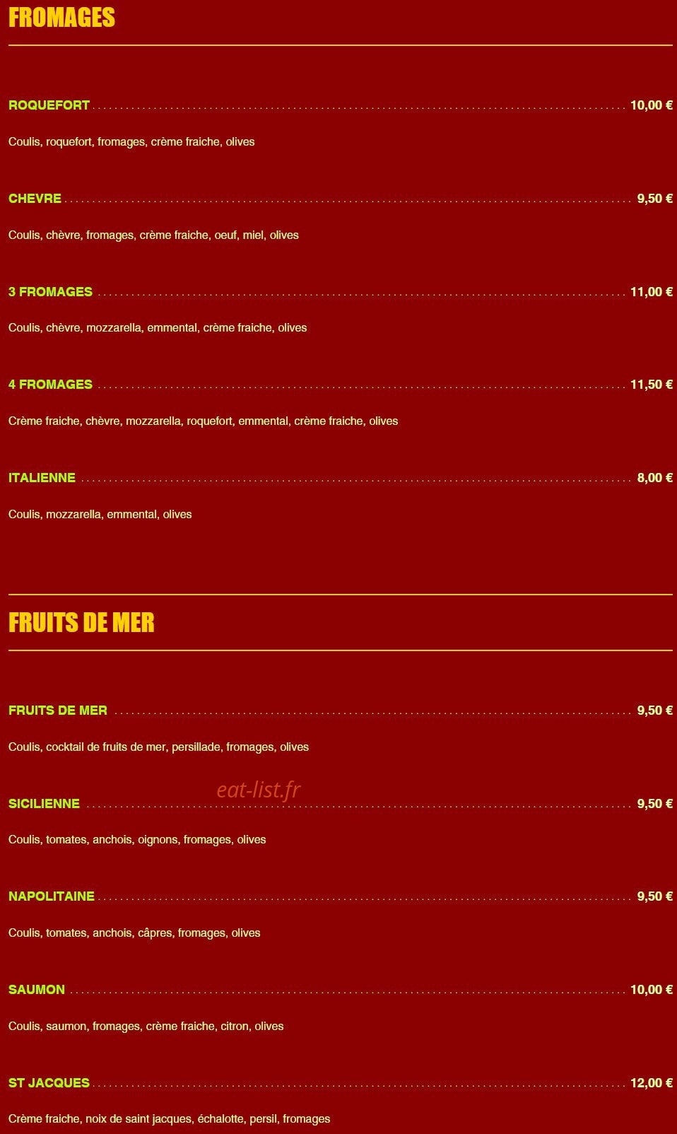 Pizza Borgia — carte page 4