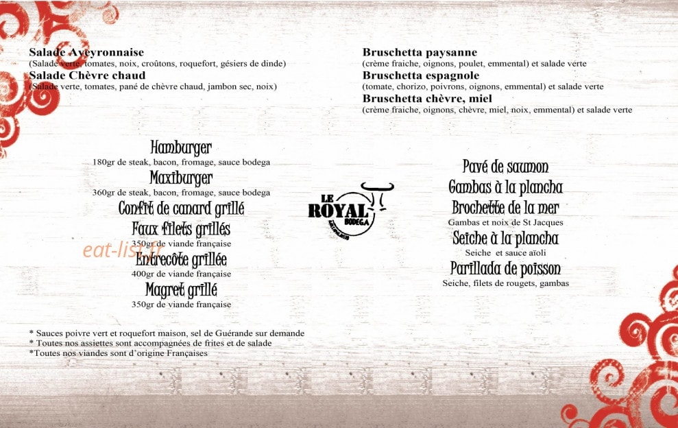 Le Royal Bodega — carte page 2