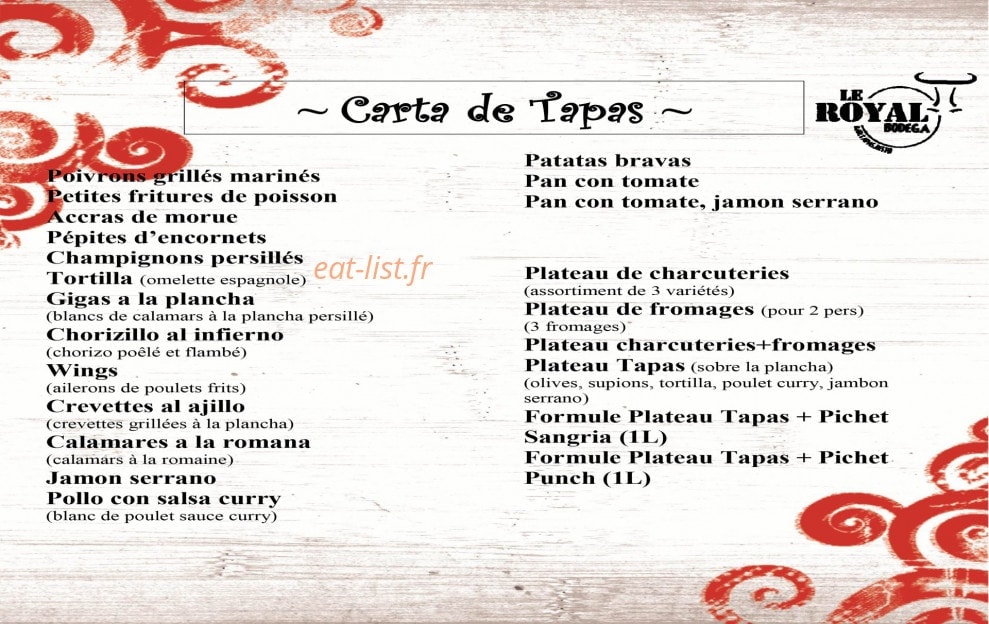 Le Royal Bodega — carte page 3