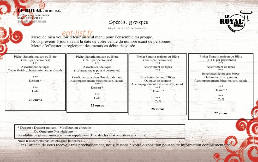 Le Royal Bodega — carte page 4
