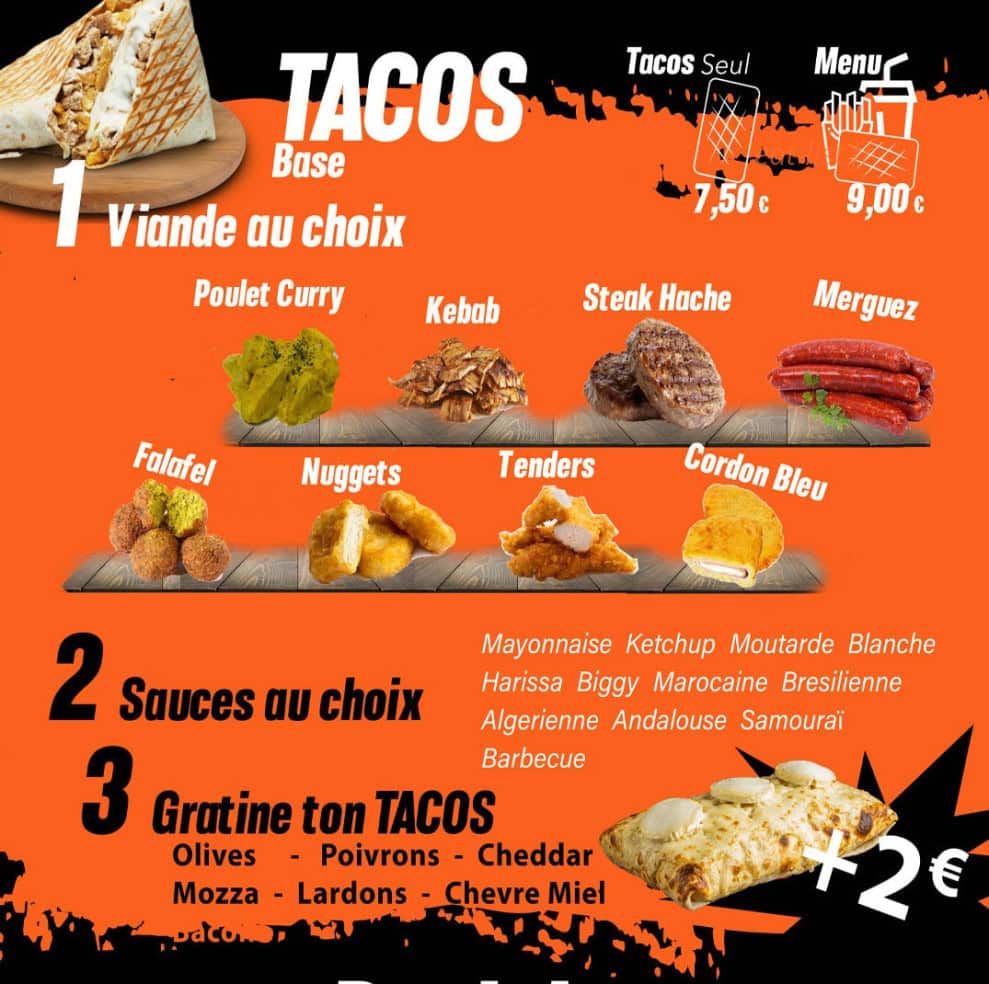 Lomagne Tacos — carte page 1
