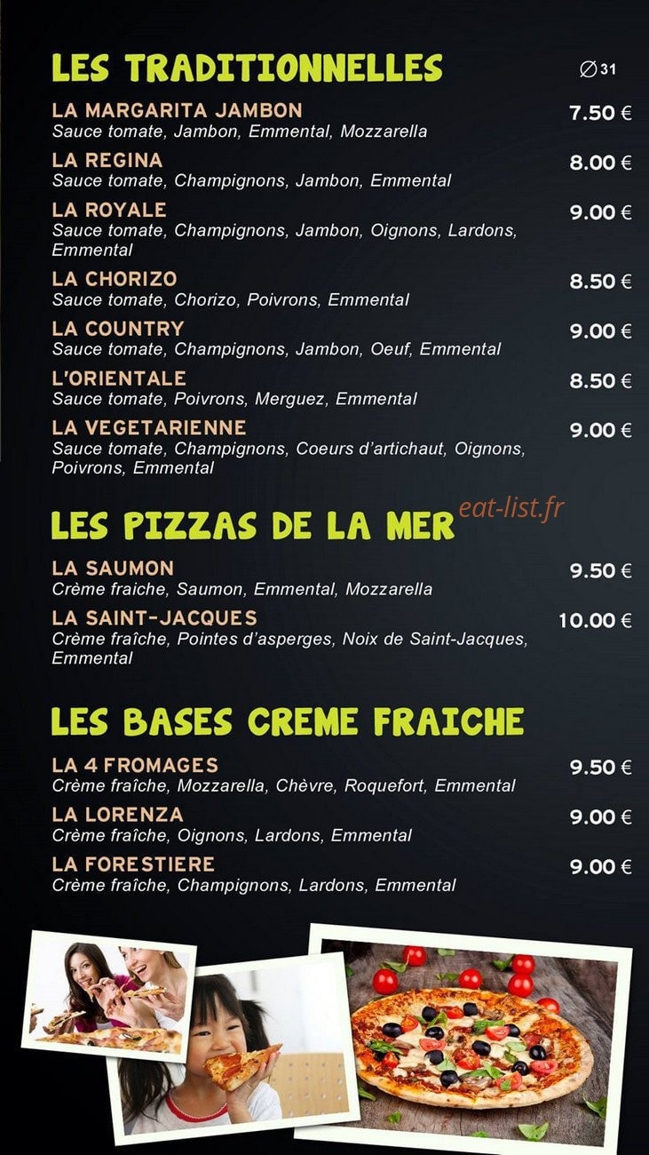 Pizza Saint Sardos — carte page 1