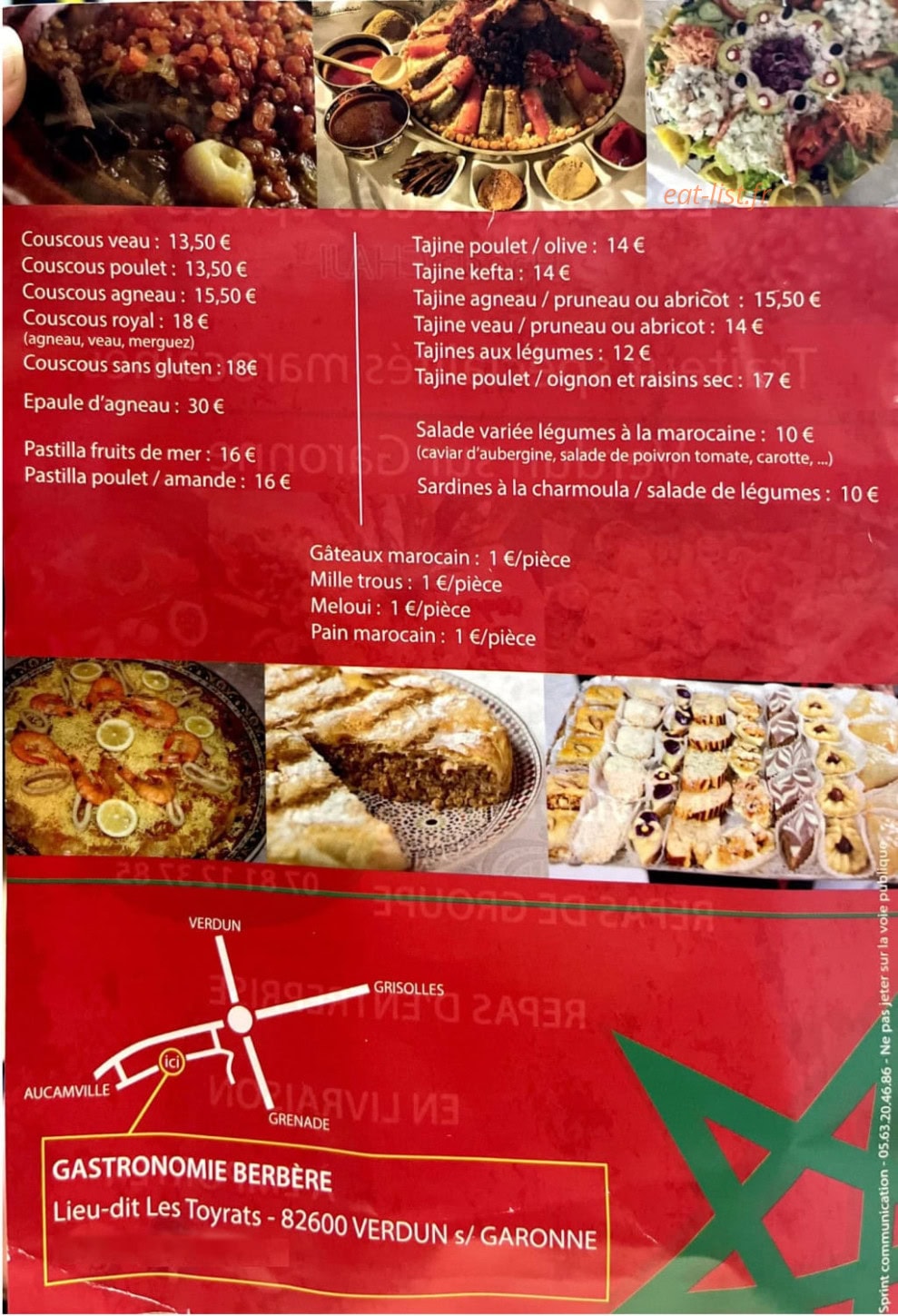 Gastronomie berbère — carte page 1