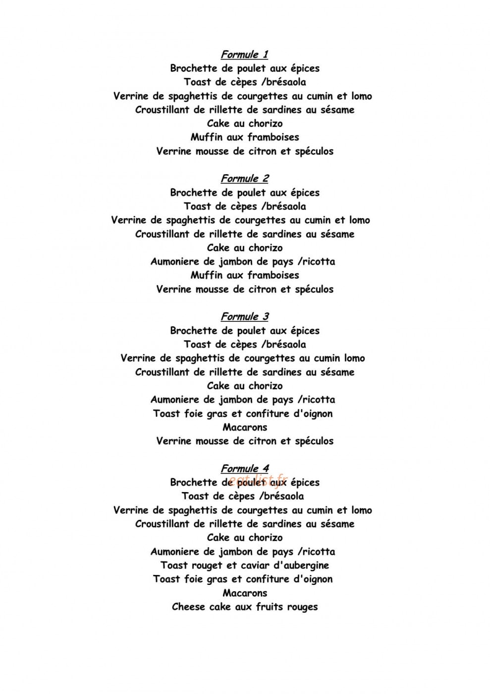 M'traiteur — carte page 1