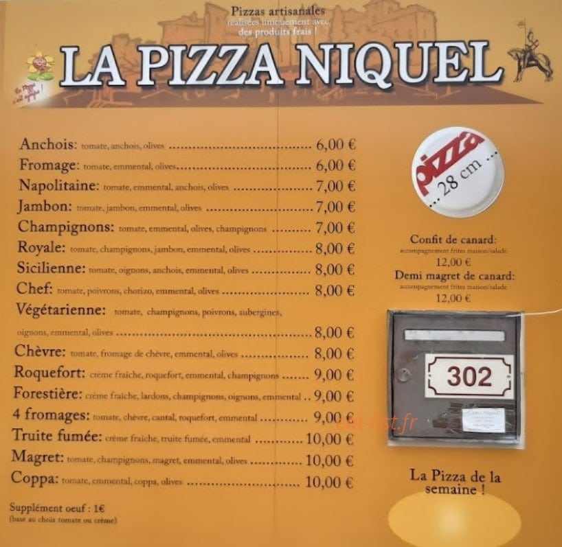 La pizza niquel — carte page 1