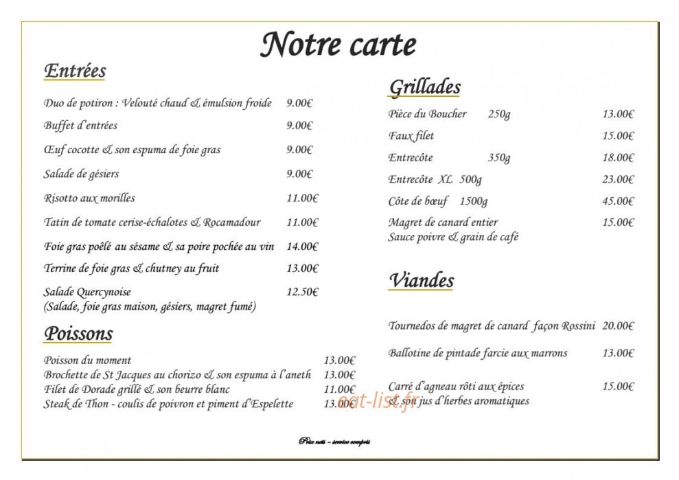 Les Gourmandises — carte page 5
