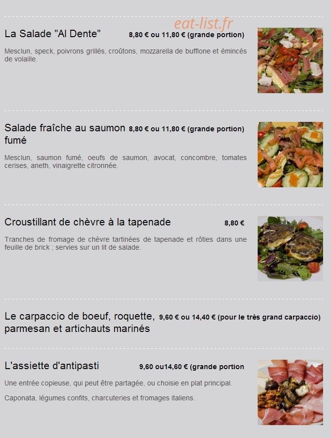 Al dente — carte page 7