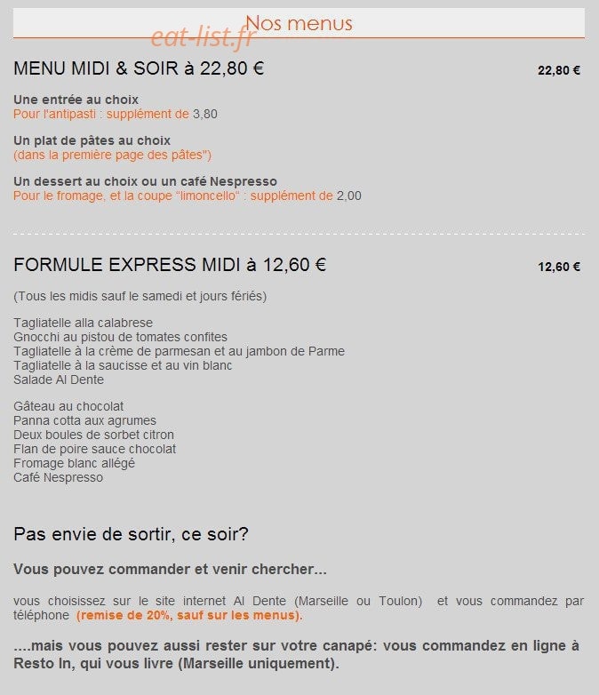 Al dente — carte page 12