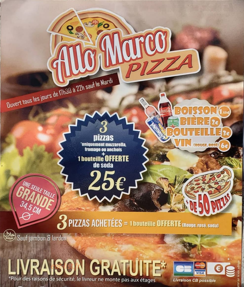 Allo Marco Pizza — carte page 1